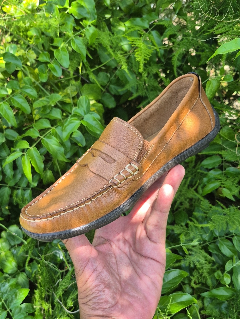 Flag Ltd. (Brazil) Ladies Tan Genuine Leather "Morgan" Luxury Penny Loafers